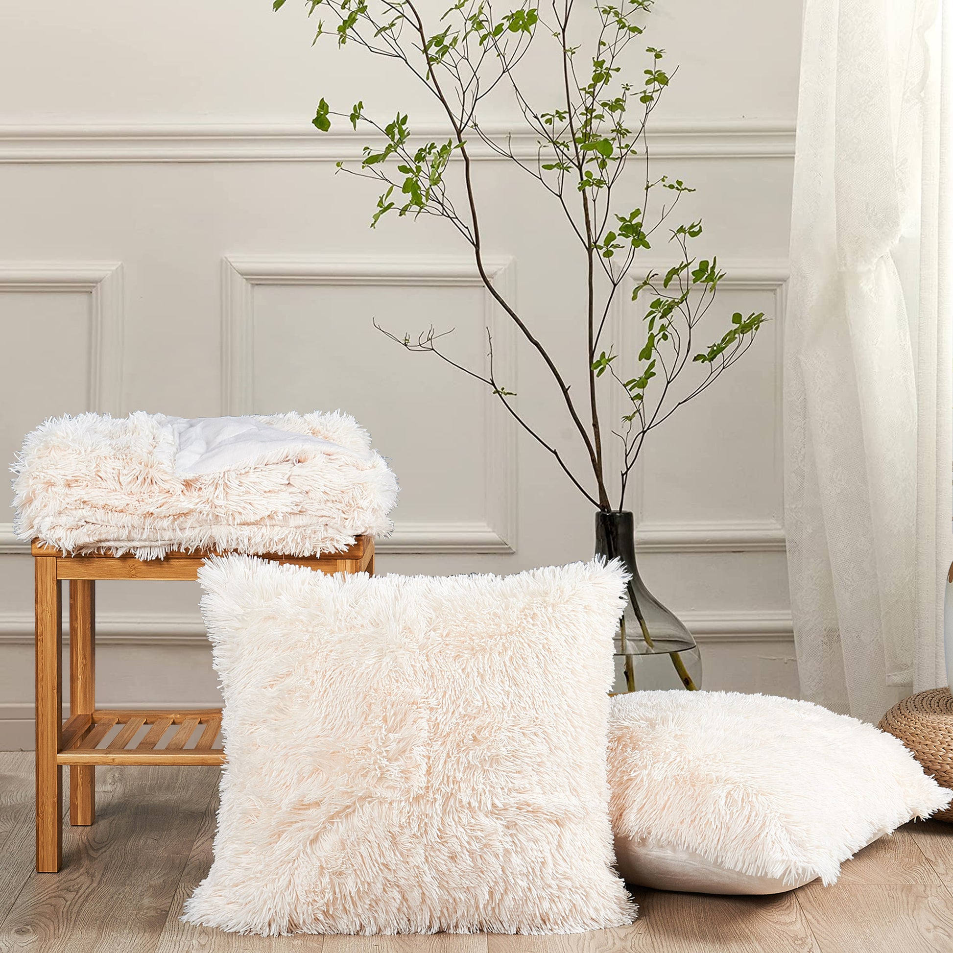 Shaggy Throw Pillow Cover Combo - Main Image